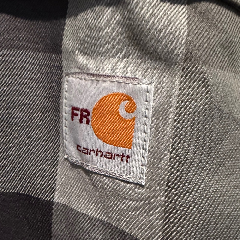 Carhartt FR Flame Resistant Plaid Work Shirt Mens Large Grey 104507 CAT 2 - Picture 3 of 9